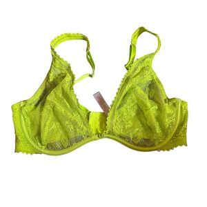 Savage X Fenty Neon Green Lace Unlined Bra Size 36D